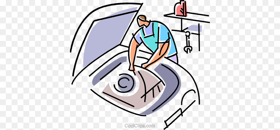 Auto Mechanics Royalty Vector Clip Art Illustration, Person, Washing, Device, Grass Free Transparent Png