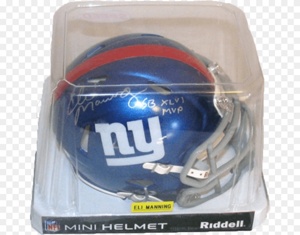 Autographed Eli Manning Riddell Mini Helmet Football Equipment, American Football, Football Helmet, Sport, Person Free Transparent Png