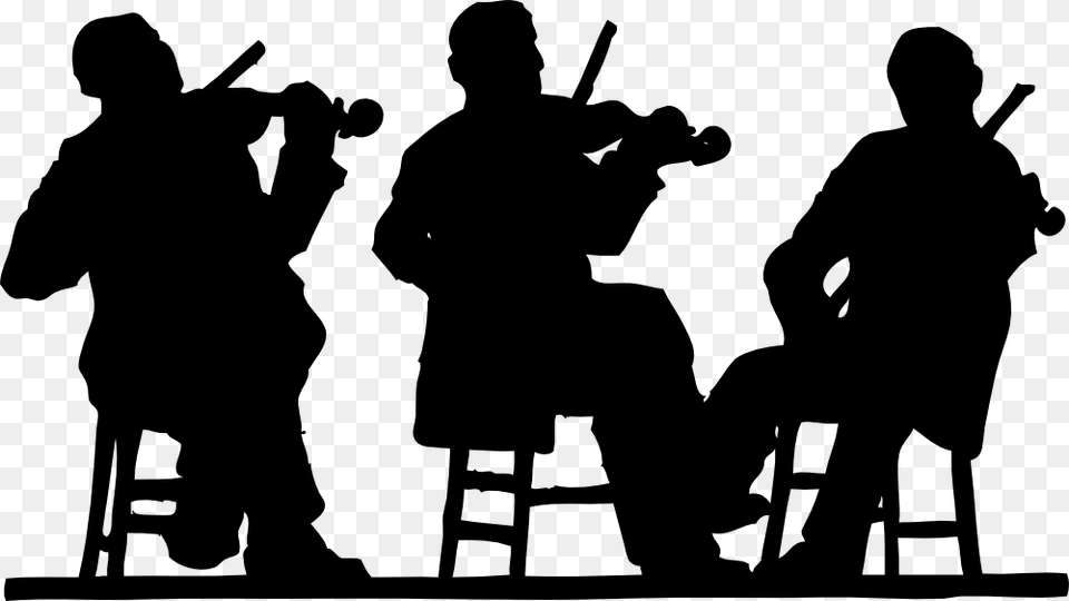 Automatic 3 Fiddlers In Silhouette People Playing Music Silhouette, Person, Performer, Musician, Musical Instrument Png