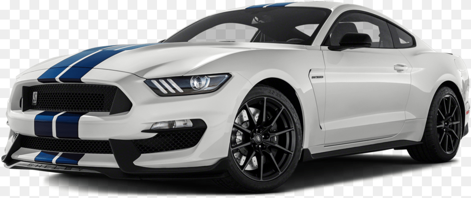 Automatic Emergency Braking To Become Standard Equipment 2017 Shelby Gt350 White With Blue Stripes, Car, Coupe, Mustang, Sports Car Free Png Download