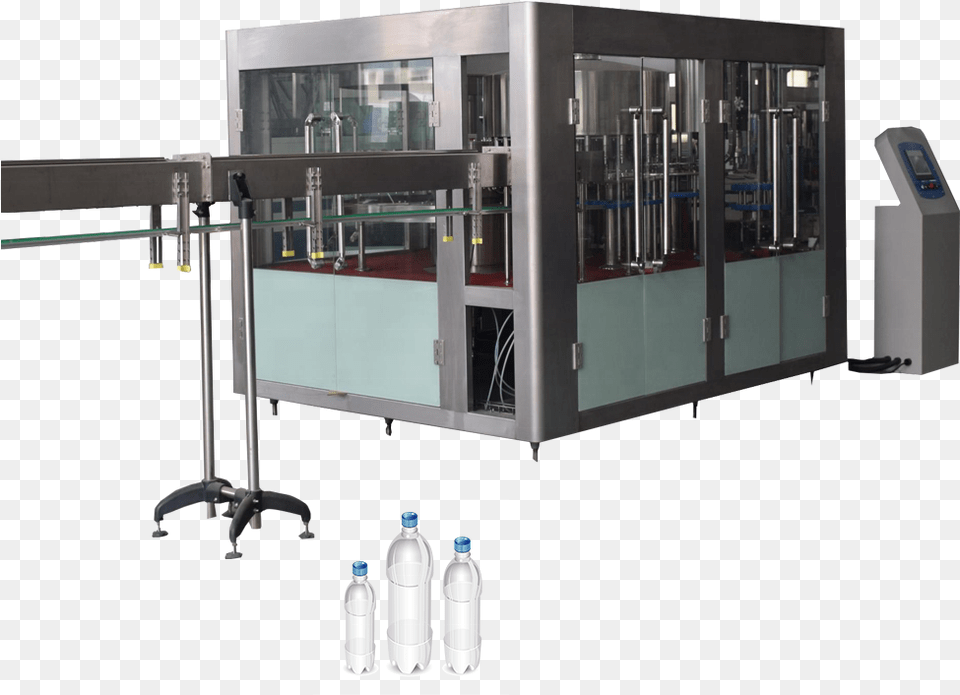 Automatic Mineral Water Filling Machine 3 In 1 Monoblock Plastic Bottles, Bottle, Architecture, Building, Factory Free Png Download