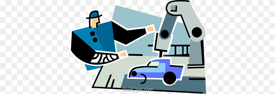 Automotive Assembly Line Royalty Vector Clip Art Illustration, Bulldozer, Machine, Car, Car Wash Free Transparent Png