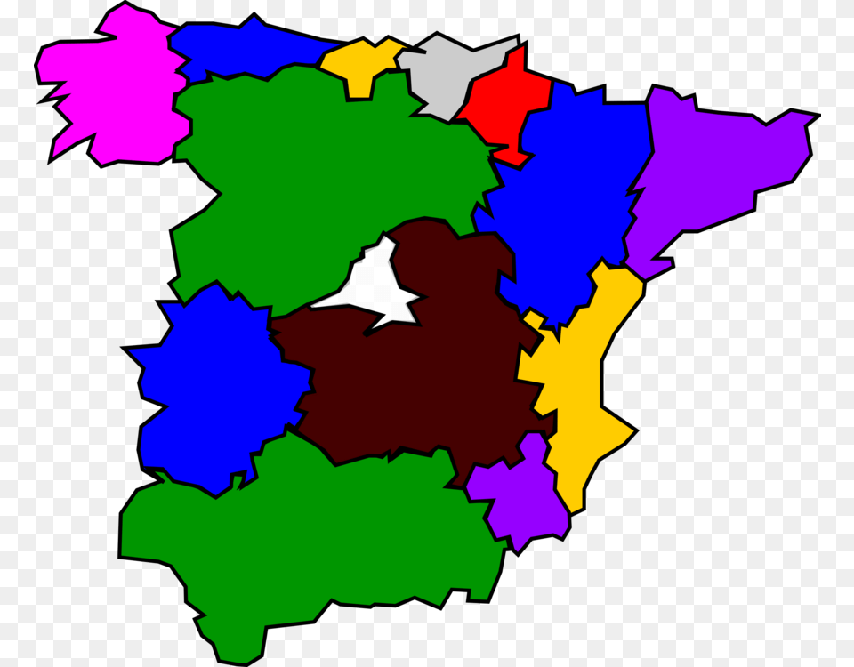 Autonomous Communities Of Spain Map Drawing Download Regions Clipart, Chart, Plot, Atlas, Diagram Free Transparent Png
