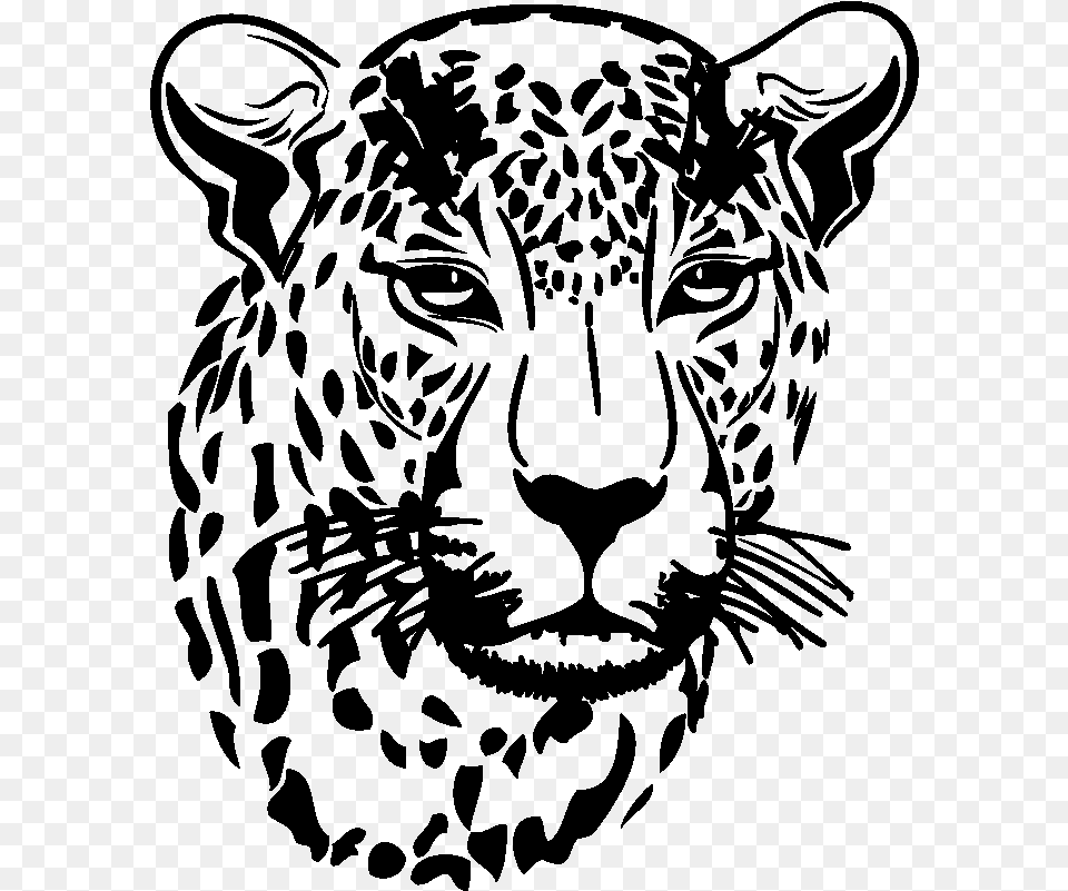 Autres Dcoration Intrieure Tte De Tigre Decal Autocollant Leopard Black And White, Gray Free Png Download