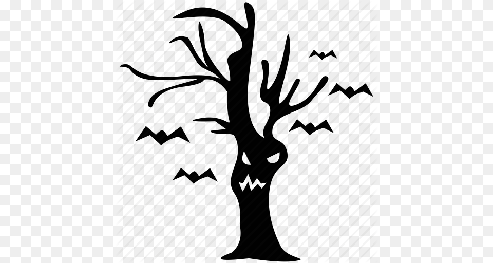 Autumn Awful Carving Coffin Ghost Horror Tree Icon, Plant, Silhouette, Tree Trunk, Art Free Png Download