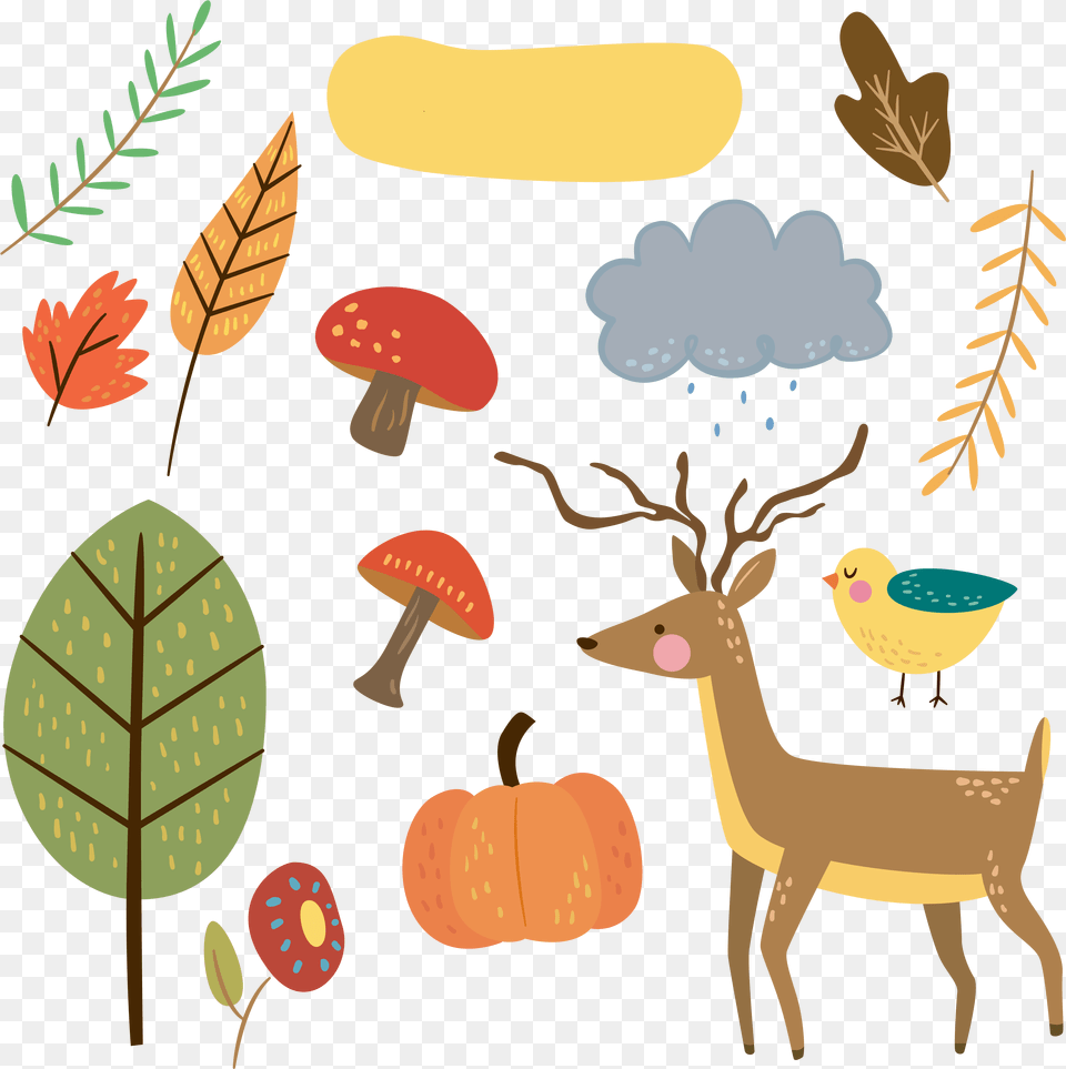 Autumn Clipart Watercolor Cute Autumn Clip Art, Animal, Mammal, Wildlife, Deer Png