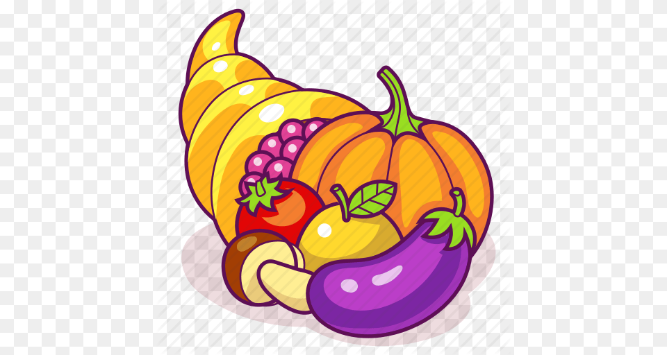 Autumn Cornucopia Fruits Harvest Horn Plenty Vegetables Icon, Banana, Food, Fruit, Plant Png Image