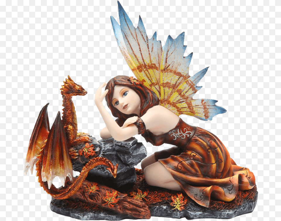 Autumn Fairy With Dragon Statue Statue, Adult, Female, Person, Woman Free Png