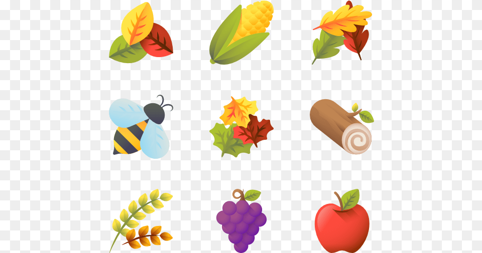 Autumn Fall Flat Icon, Leaf, Plant, Berry, Food Free Transparent Png
