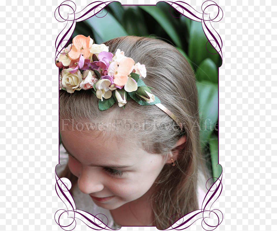 Autumn Fall Pastel Flower Girl Headband Floral Hair Artificial Flower, Accessories, Child, Female, Person Free Png Download