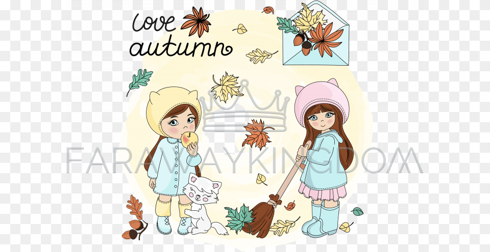 Autumn Leaves Fall Season Children Vector Illustration Autumn, Baby, Person, Cleaning, Head Png