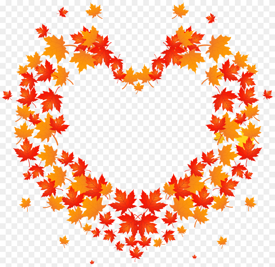 Autumn Leaves Heart Transparent Clip Art Background Png Image