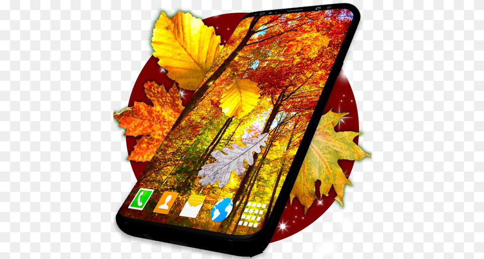 Autumn Leaves Live Wallpaper Forest Themes Orange Colour Ki Pattiyon Wale, Leaf, Plant, Tree, Electronics Png Image