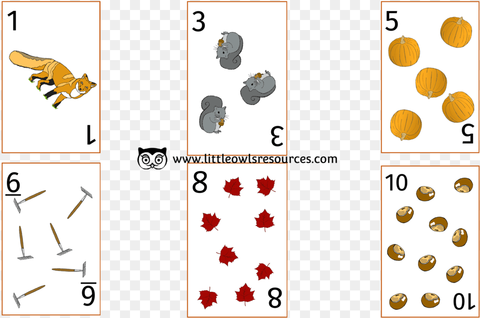 Autumn Number Snap Cards Illustration, Symbol, Text Png Image