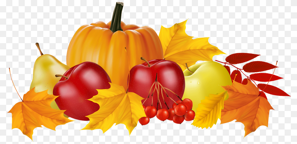 Autumn Pumpkin And Fruits Clipart Fall Leaves And Pumpkin Clip Art Free Png