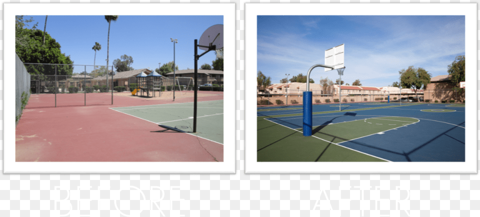 Autumn Ridge Before After Tennis Court, Hoop Free Png Download