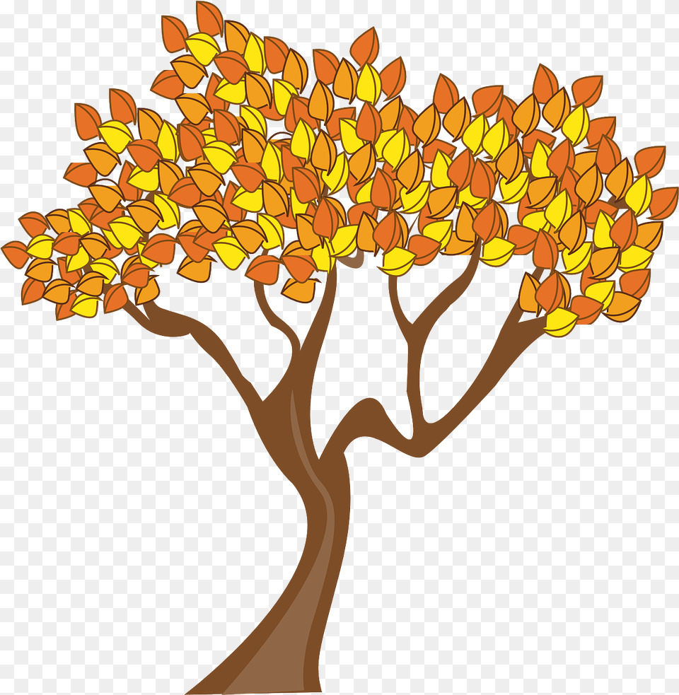 Autumn Season Tree Cartoon Fall Tree, Art, Plant, Festival, Hanukkah Menorah Png Image