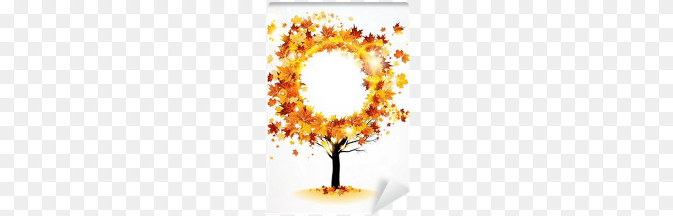 Autumn Tree With Beautiful Flying Leaves Wall Mural Its Fall Paparazzi Accessories, Leaf, Plant, Bonfire, Fire Png Image