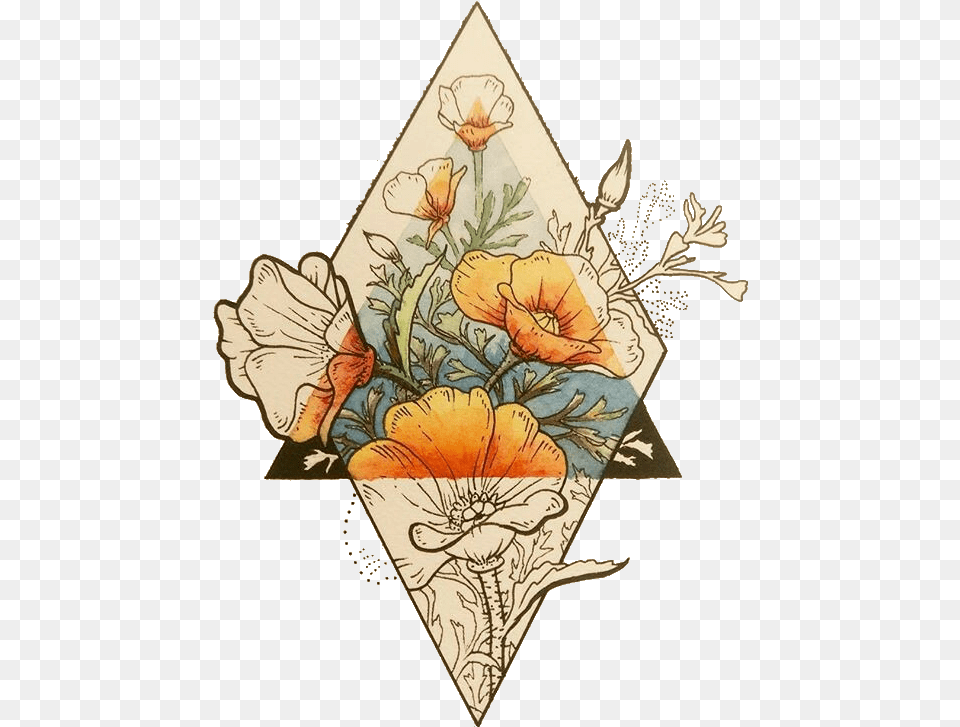 Autumn Tumblr Fall Geometric Drawings Of Flowers Geometric Flower Tattoo Ideas, Art, Graphics, Floral Design, Pattern Png