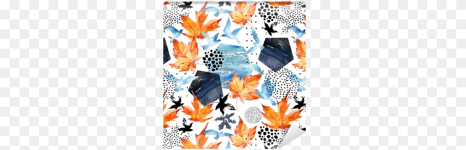 Autumn Watercolor Background Abstract Summer Geo Pattern On Sport Watch, Leaf, Plant, Tree, Maple Leaf Png Image