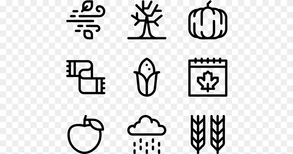 Autumn Work Icons, Gray Png