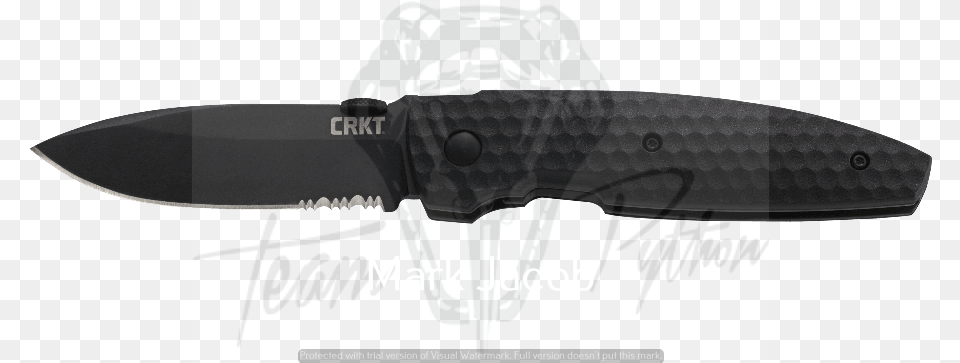Aux Folder Black With Triple Point Serrations, Blade, Dagger, Knife, Weapon Png