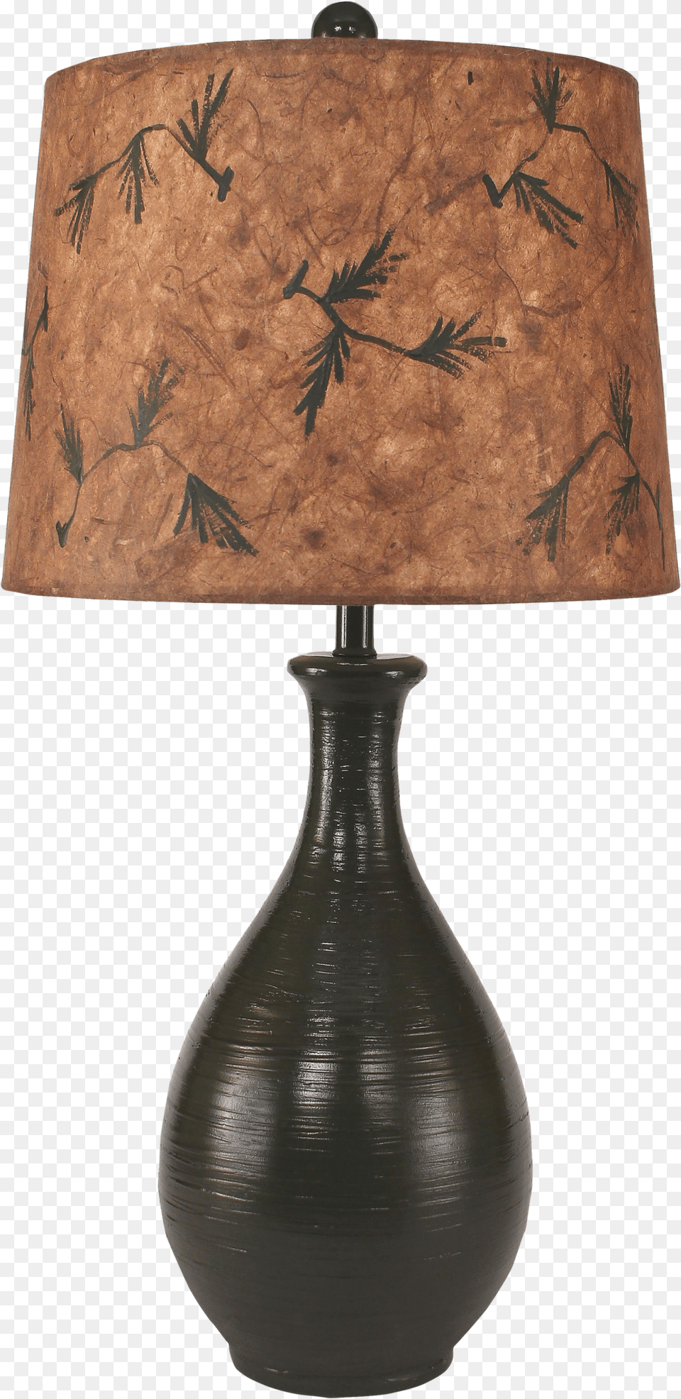 Avacado Ridged Tear Drop Table Lamp W Pine Branch Lampshade, Table Lamp Free Png Download