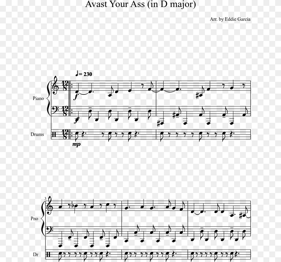 Avast Your Ass Sheet Music Composed By Arr Avast Your Ass Notes, Gray Png Image