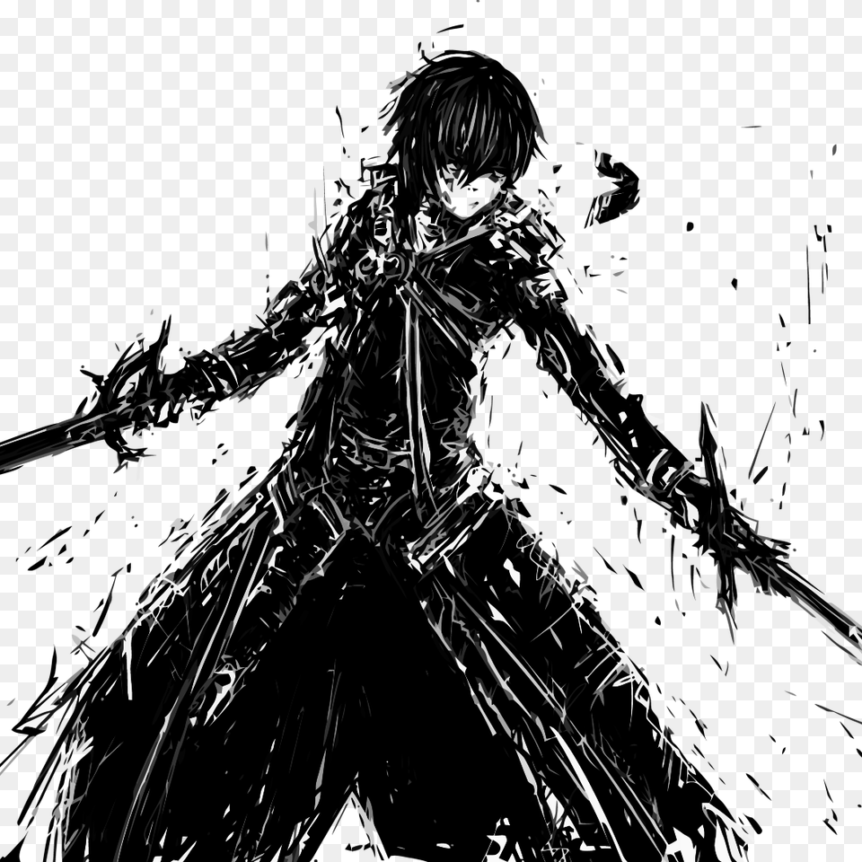 Avatar Id Kirito Black And White, Adult, Female, Person, Woman Png Image