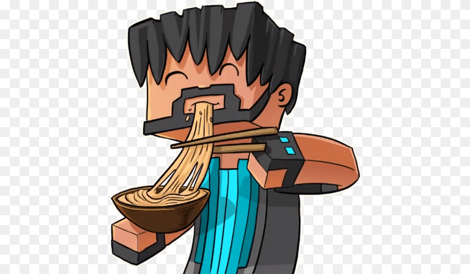 Avatar Minecraft Noodles, Person, Cutlery Free Png Download