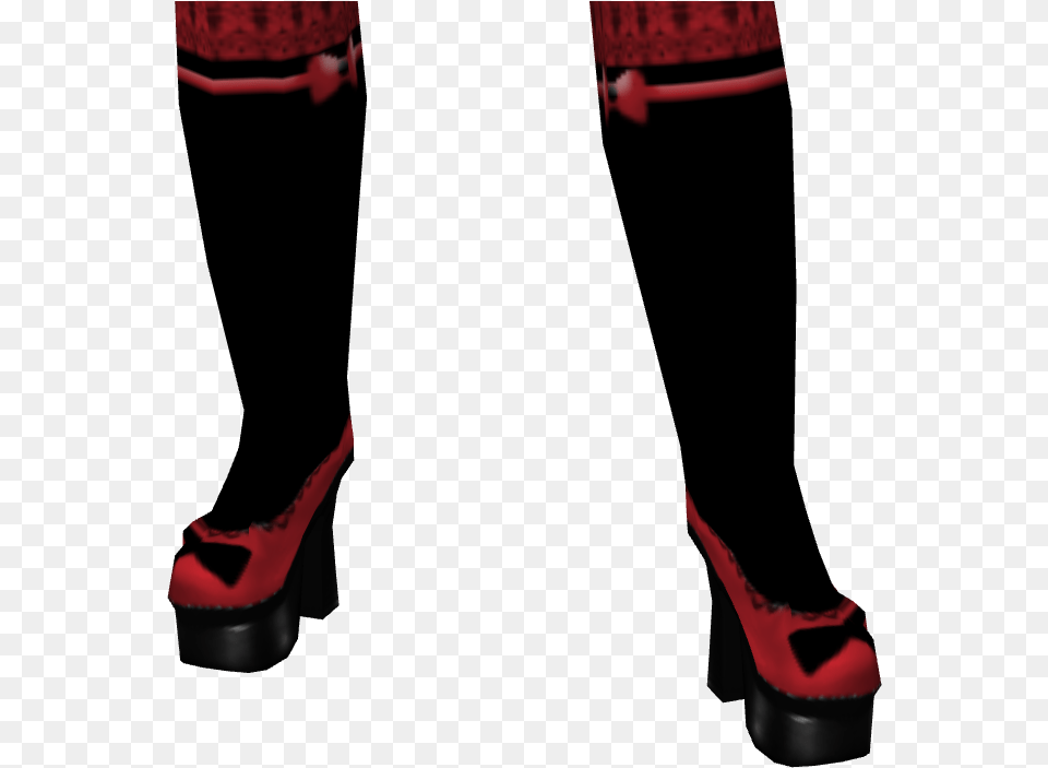 Avatar Red And Black Lolita Heels With Knee High Socks Basic Pump, Clothing, Footwear, High Heel, Shoe Png