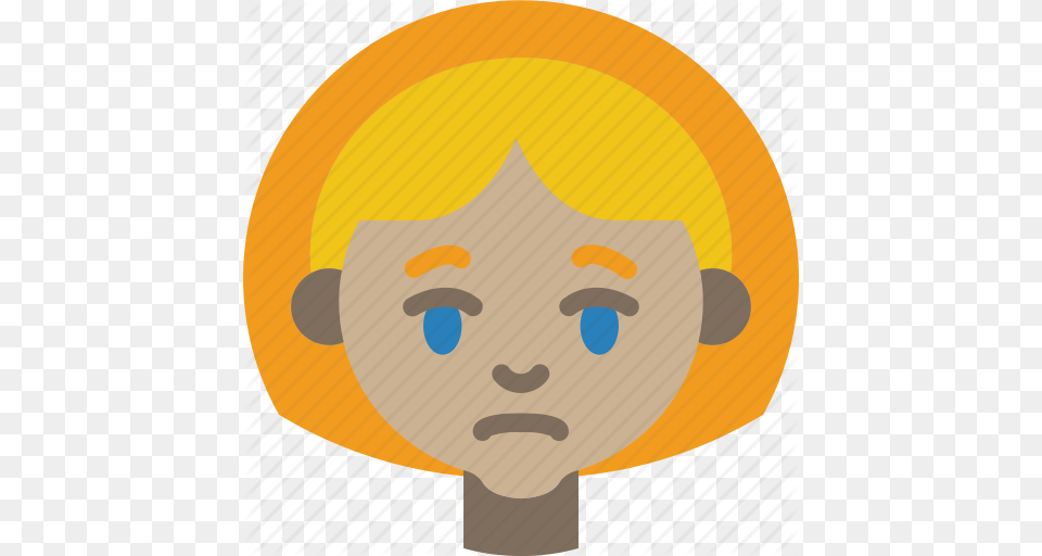 Avatars Cartoon Emoji Emoticons Girl Sad Icon, Clothing, Hat, Hardhat, Helmet Free Png Download