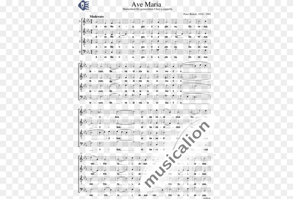 Ave Maria Marian Hymn Peter Leonardus Benoit Sheet Sheet Music, Nature, Outdoors, Sea, Water Png