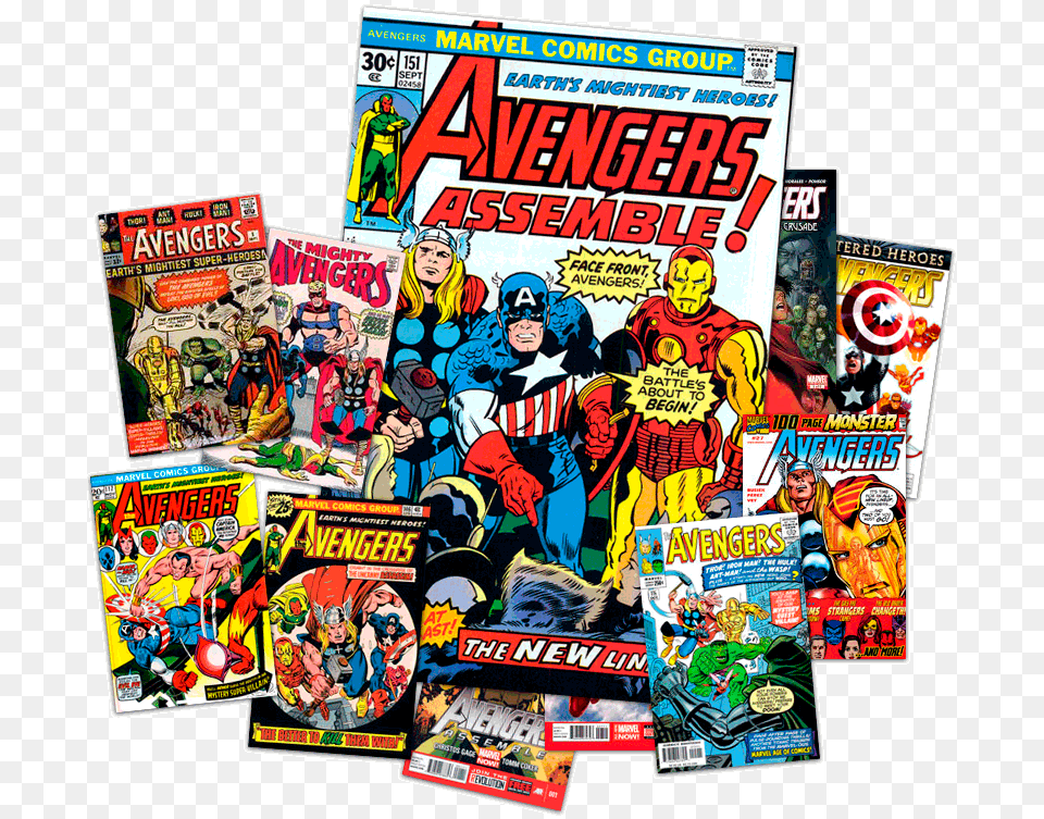 Avengers Comics Marvel Avengers Old Comic, Book, Publication, Adult, Male Free Png Download