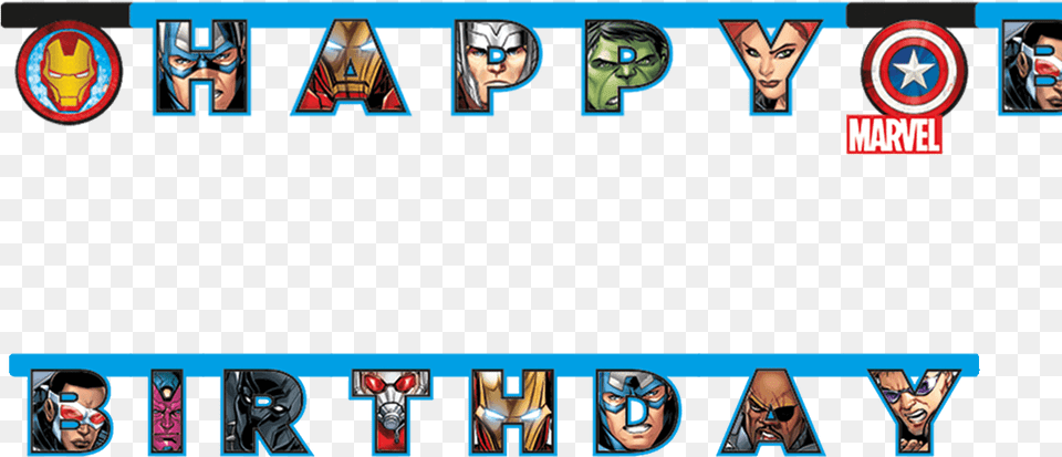 Avengers Happy Birthday Banner Cartoon, Person, Book, Comics, Publication Free Png Download
