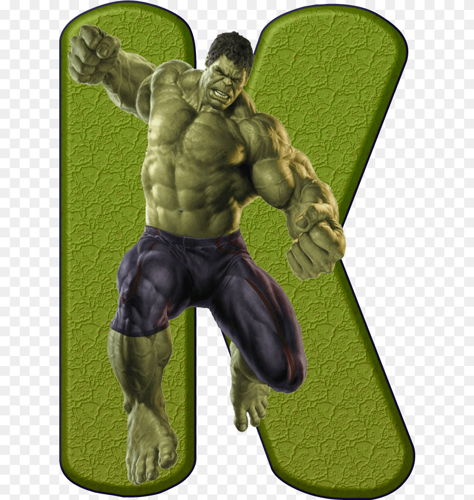 Avengers K Letra O Hulk, Adult, Male, Man, Person Free Png
