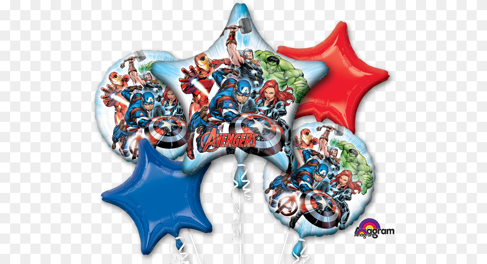 Avengers Party Supplies Avengers Balloon Bouquet, Book, Comics, Publication, Adult Free Transparent Png