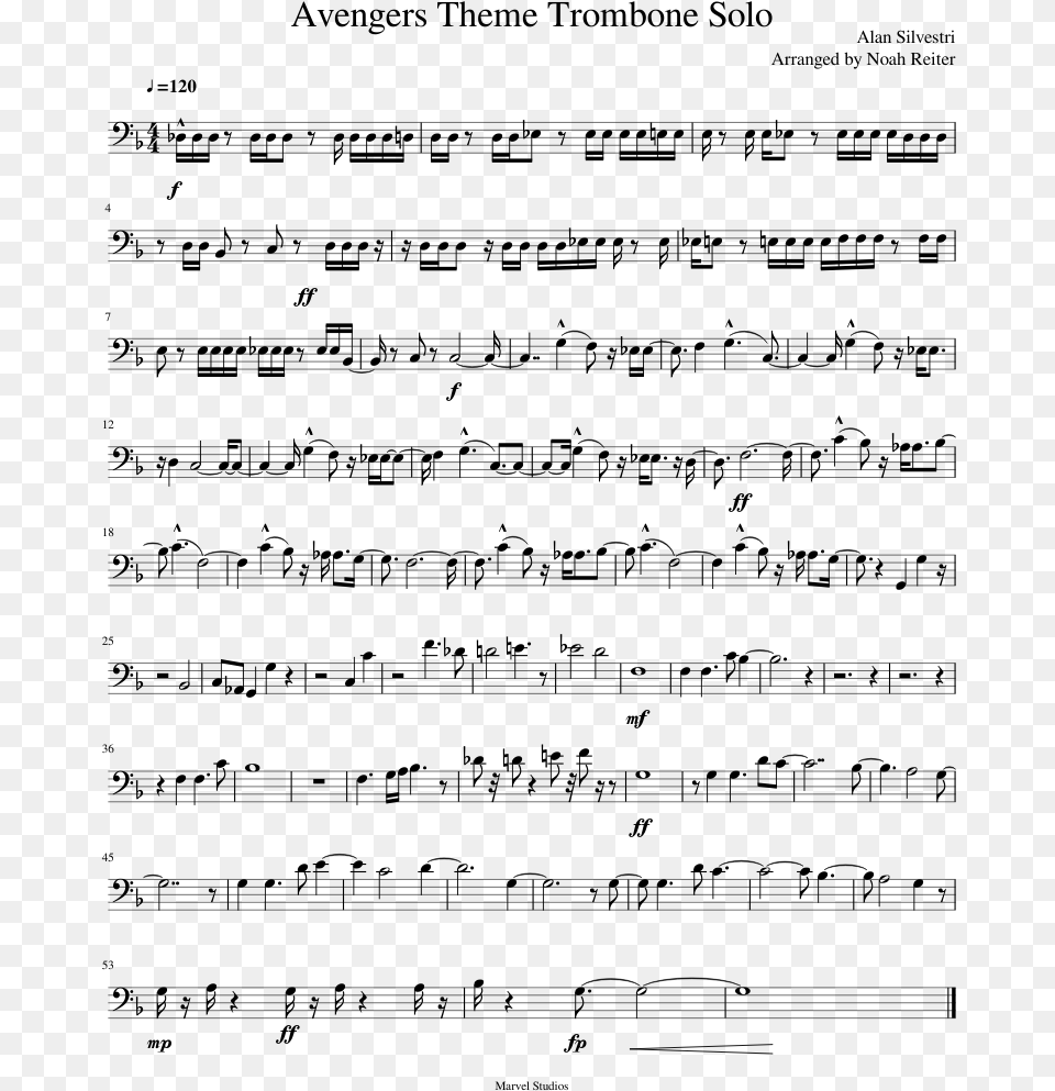 Avengers Trombone Sheet Music, Gray Free Png