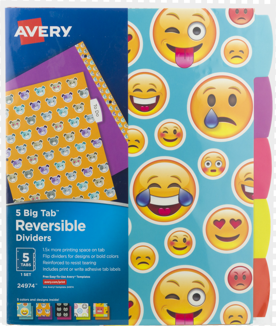 Avery 5 Tab Reversible Big Tab Index Divider Emoji Avery Inc Free Transparent Png