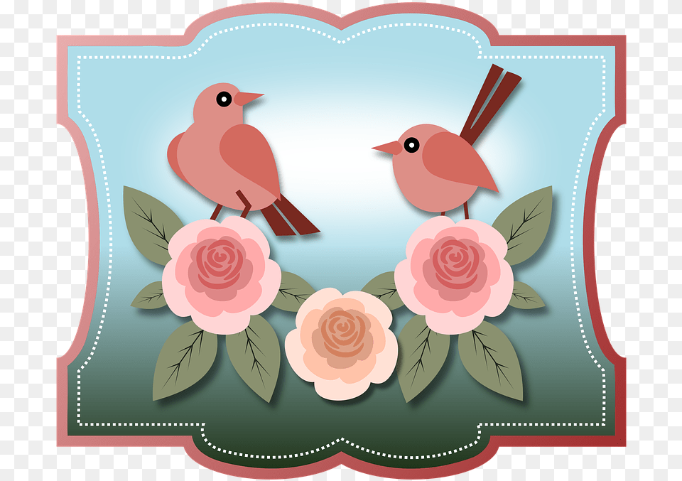 Aves Pjaros Animales Rosas Flores Floral Vintage Vintage Clip Art Birds And Flowers, Animal, Bird, Flower, Plant Free Png