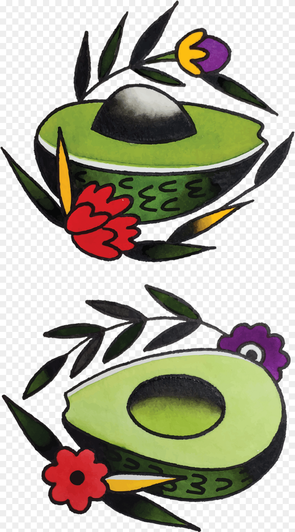 Avocado Avocado Tattoo, Food, Fruit, Plant, Produce Png Image