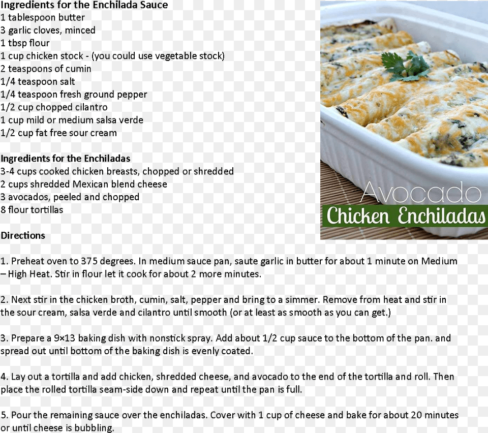Avocado Chicken Enchiladas, Food Free Transparent Png