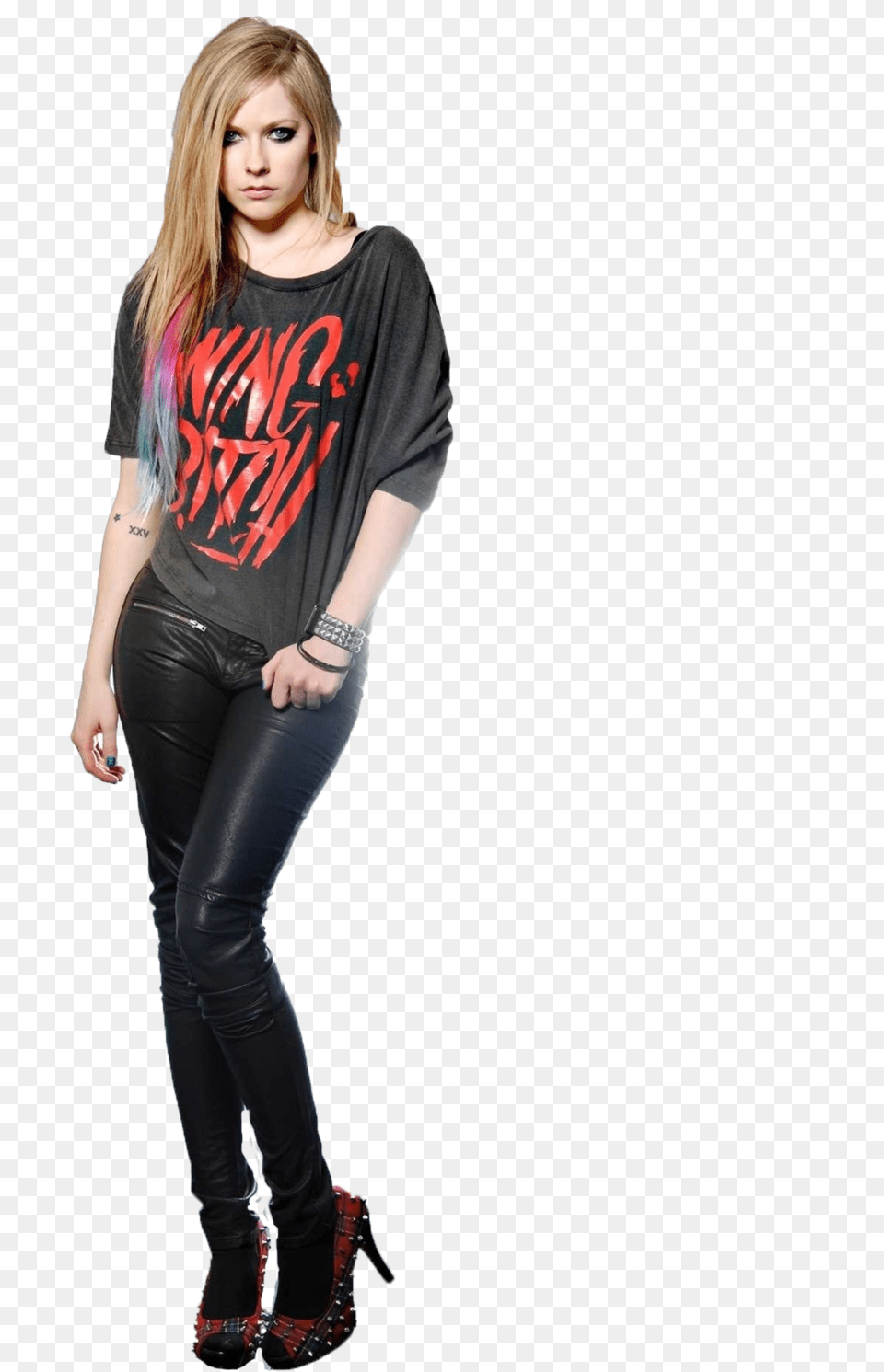 Avril Lavigne Rockstar Outfit, Clothing, T-shirt, Sleeve, Shoe Free Transparent Png