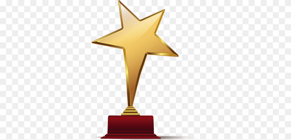 Award Gold Star Trophy, Cross, Symbol Free Png Download