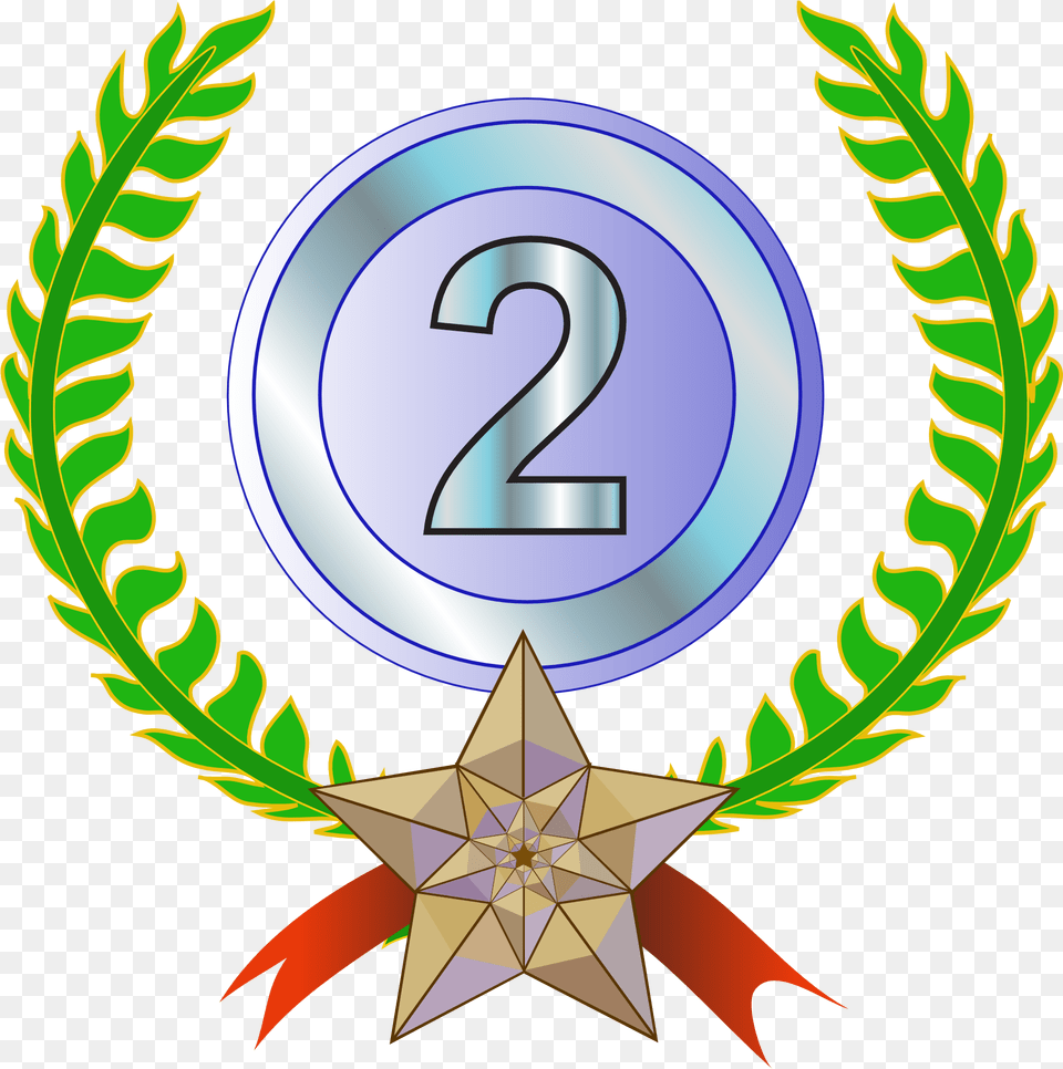 Award Trophy Laurel Wreath 2nd Drawing 2nd Place, Symbol, Emblem, Number, Text Png Image