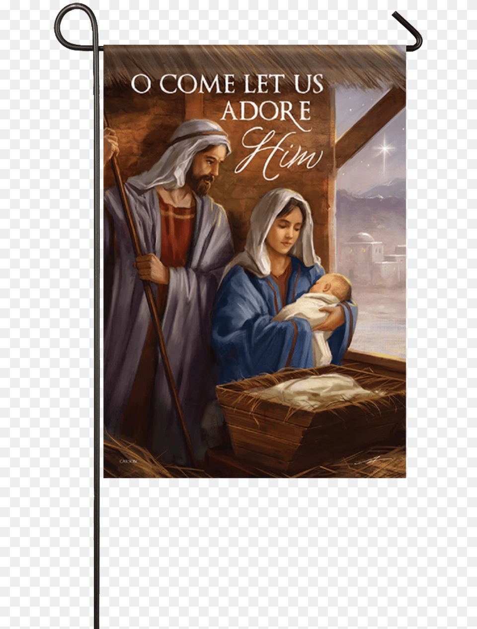 Away In A Manger Garden Dura Soft Flag Christmas Day, Adult, Person, Painting, Female Free Png