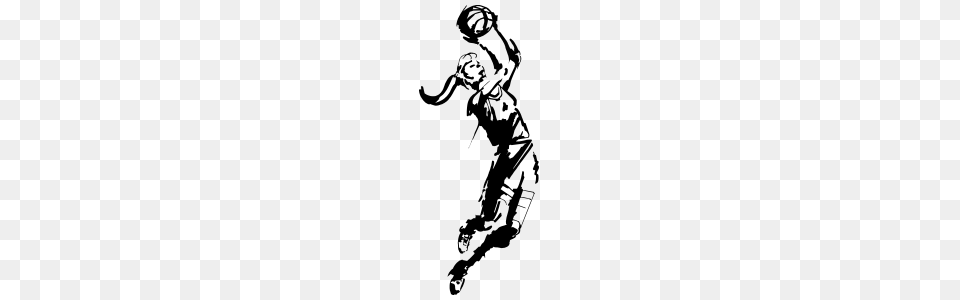 Awesome Basketball Player Dunking Ball Sticker, People, Person, Stencil Free Png