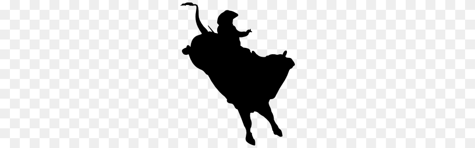 Awesome Cowboy Rodeo Bull Rider Sticker, Silhouette, Animal, Mammal, Pig Free Transparent Png