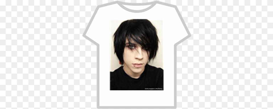 Awesome Emo Hair Roblox First Roblox T Shirt, Black Hair, Clothing, Person, T-shirt Png Image