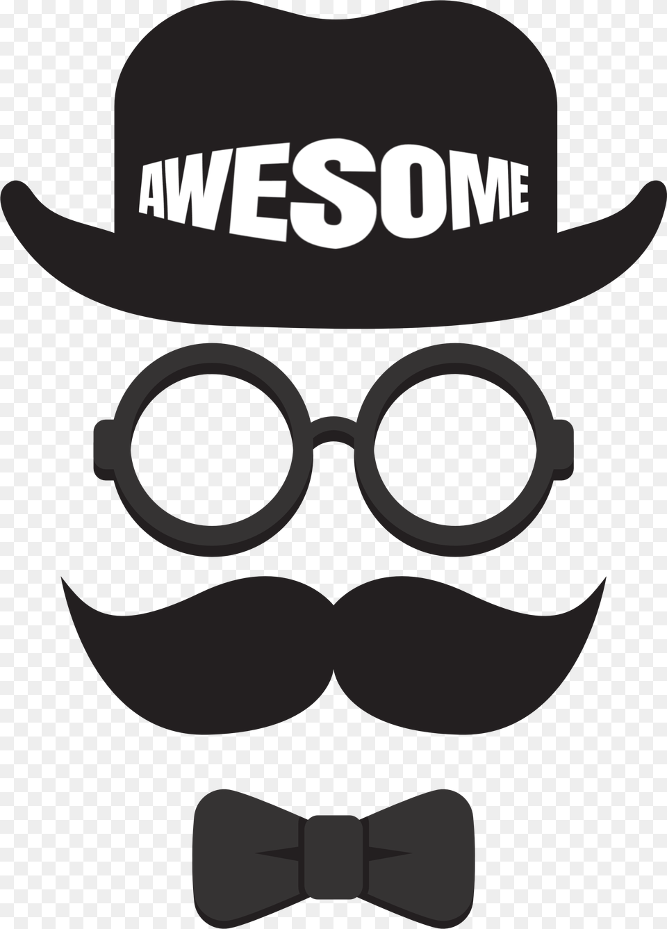 Awesome Face With Cool Glaces Hat Beard And Bow Tie Face, Accessories, Person, Head, Formal Wear Png Image
